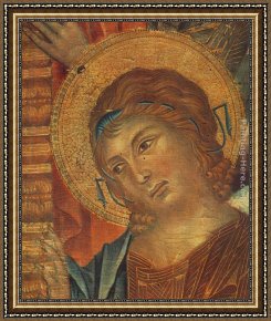 Giovanni Cimabue Framed Paintings - The Madonna in Majesty (Maestà) [detail #2] by Giovanni Cimabue